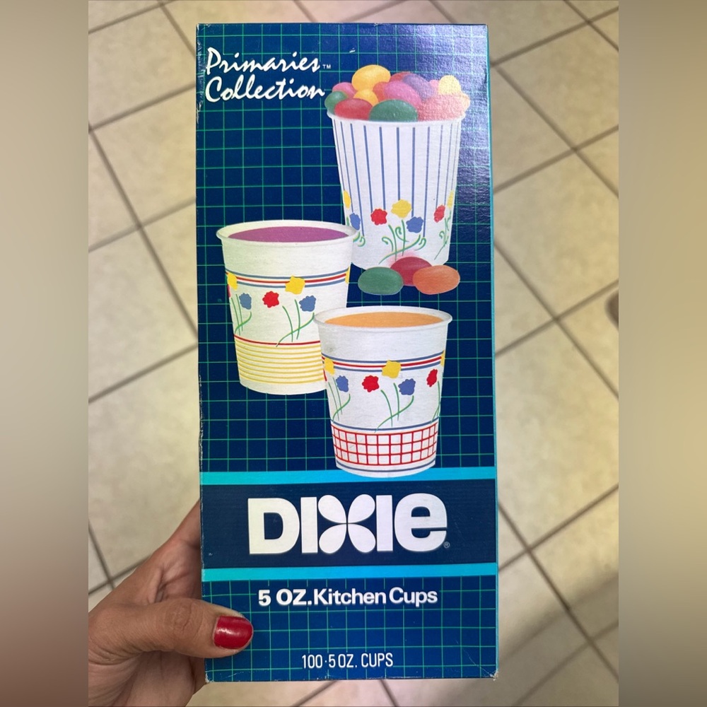 Vintage Dixie 5oz Paper 100 Kitchen Cups Primary Collection New 5 Oz 1987 80’s